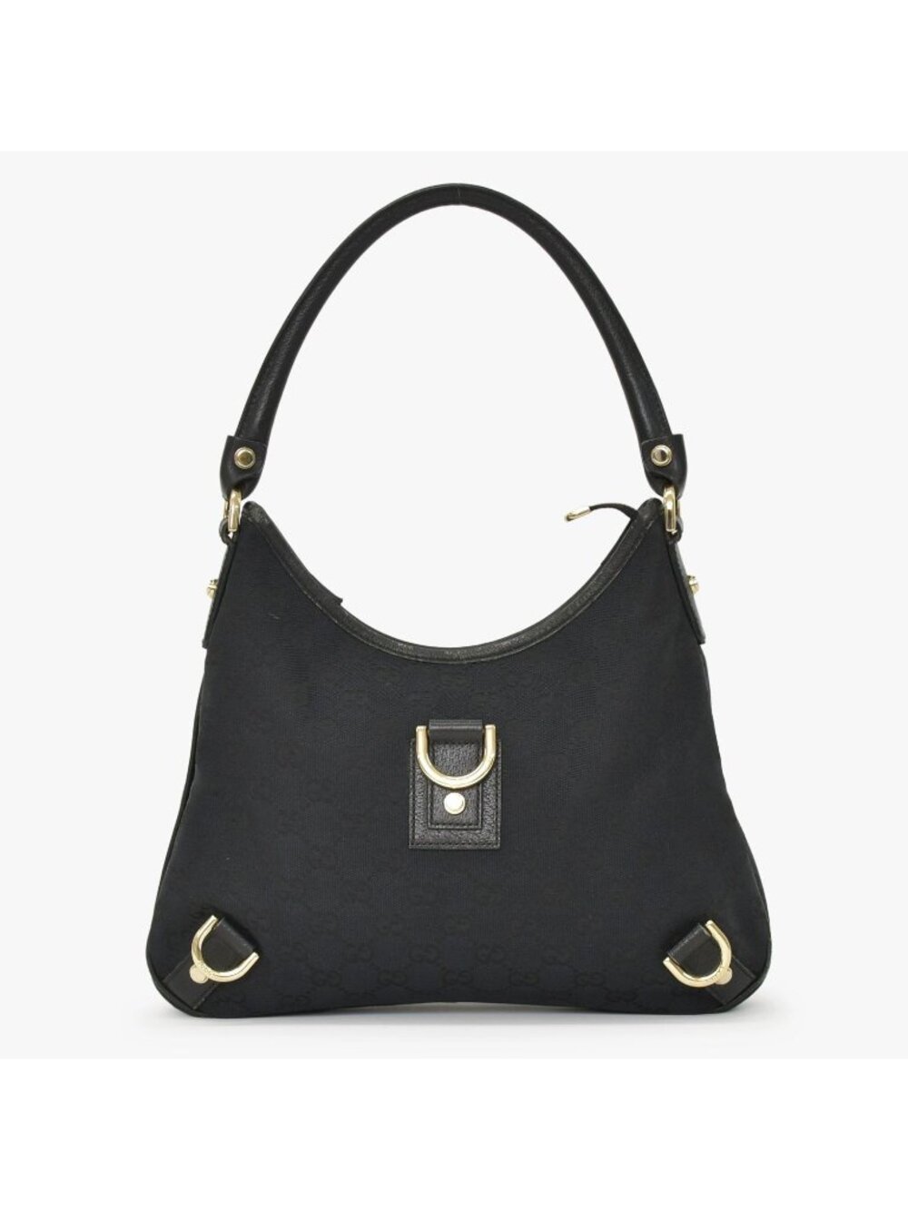 Gucci Handbag GG Canvas Leather Black Gold